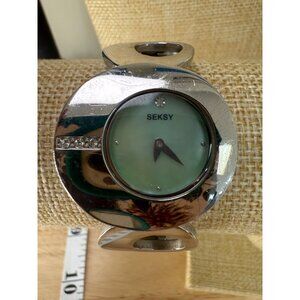 Seksy By Sekonda Womens Stainless Steel Bracelet Watch Mother Of Pearl Dial Crys